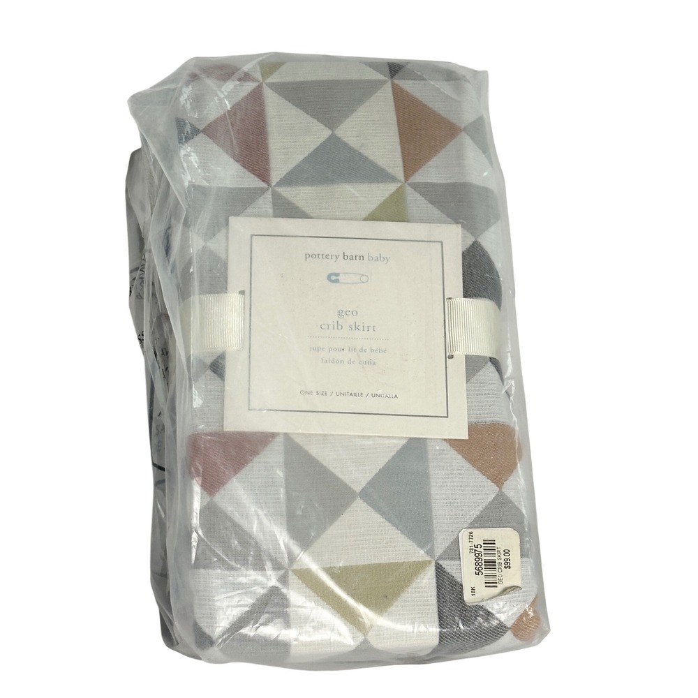 Pottery Barn Baby Geo‎ Crib Skirt Neutral Geometric Print